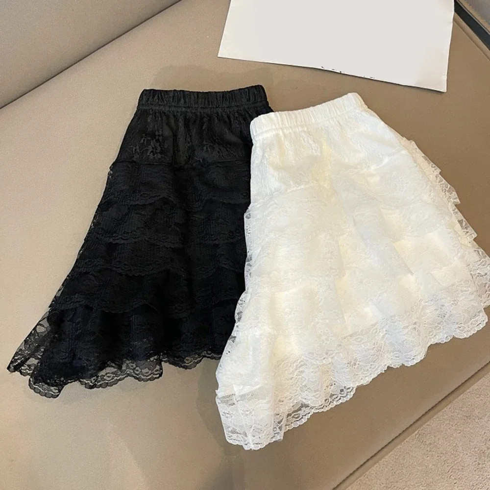 Black White Pleated Safety Panties Woman Cute Lolita Shorts Vintage Ruffle