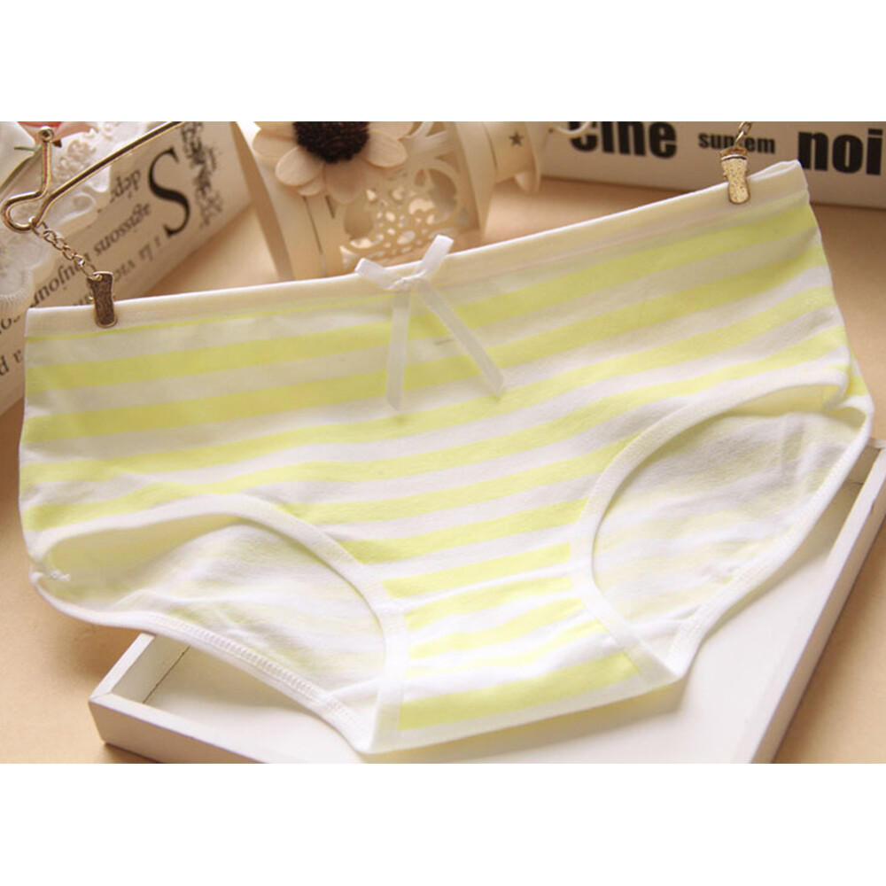 Womens Japanese Style Cute Striped Underwear Breathable Cotton Panty Soft Briefs