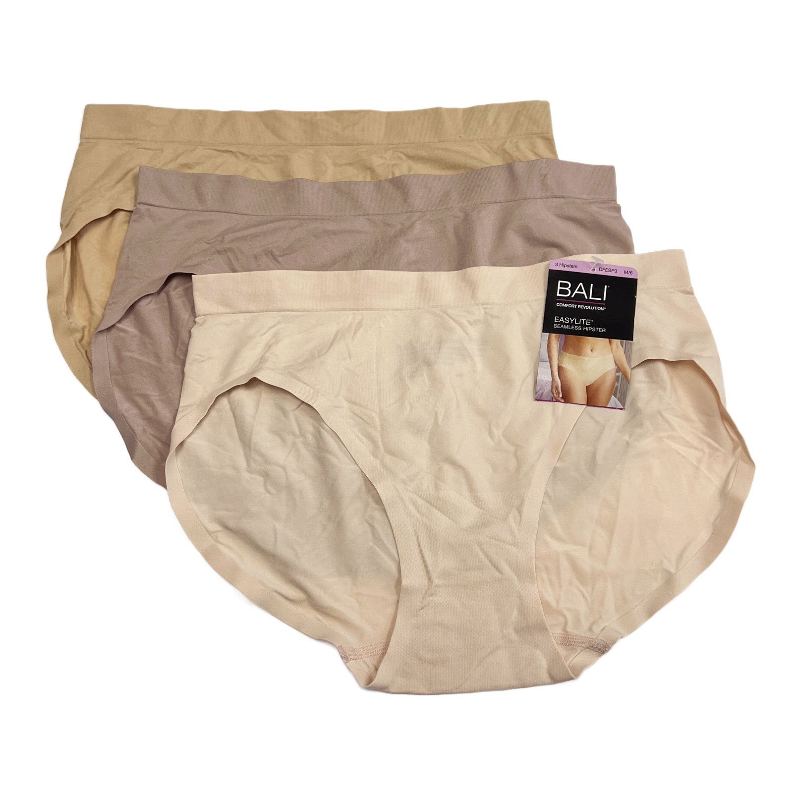 3 Bali Easylite Seamless Hipster Panties M 6 Medium (DFESP3 ELS4/ESP3) NWT