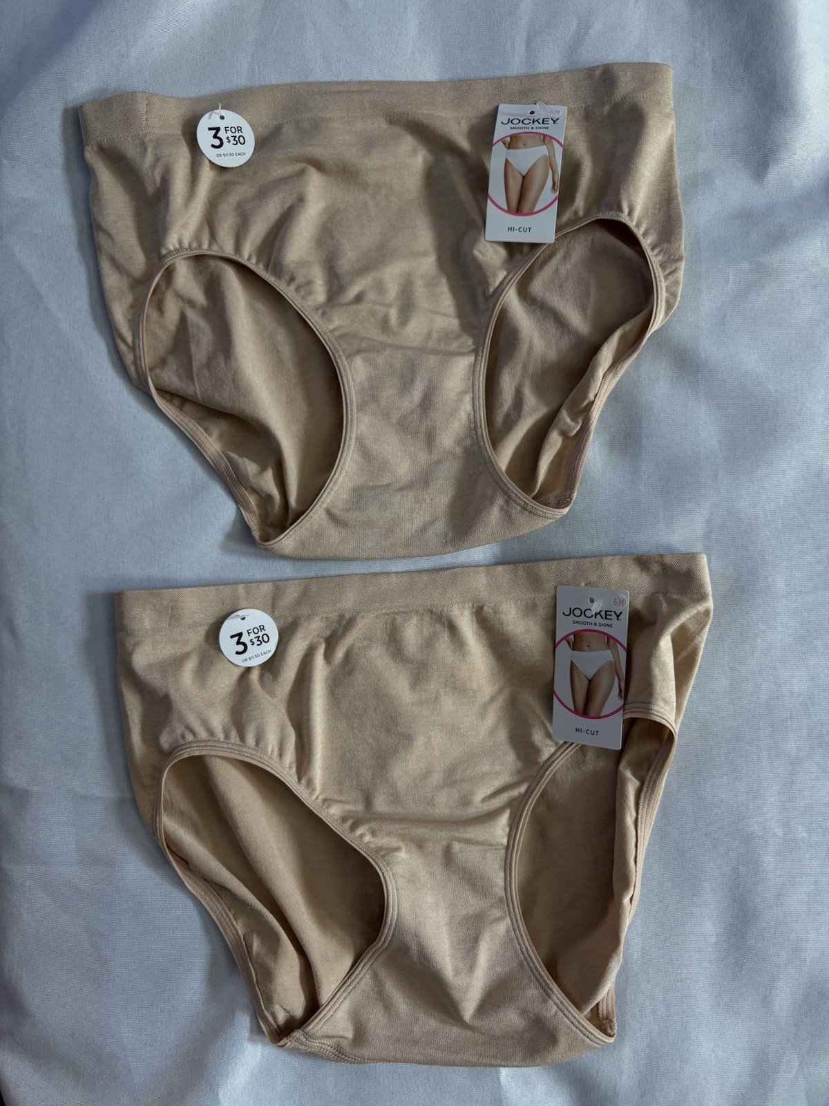 NEW Jockey Smooth and Shine Seamfree Heathered Hi Cut Panty 2 Pair Women Medium