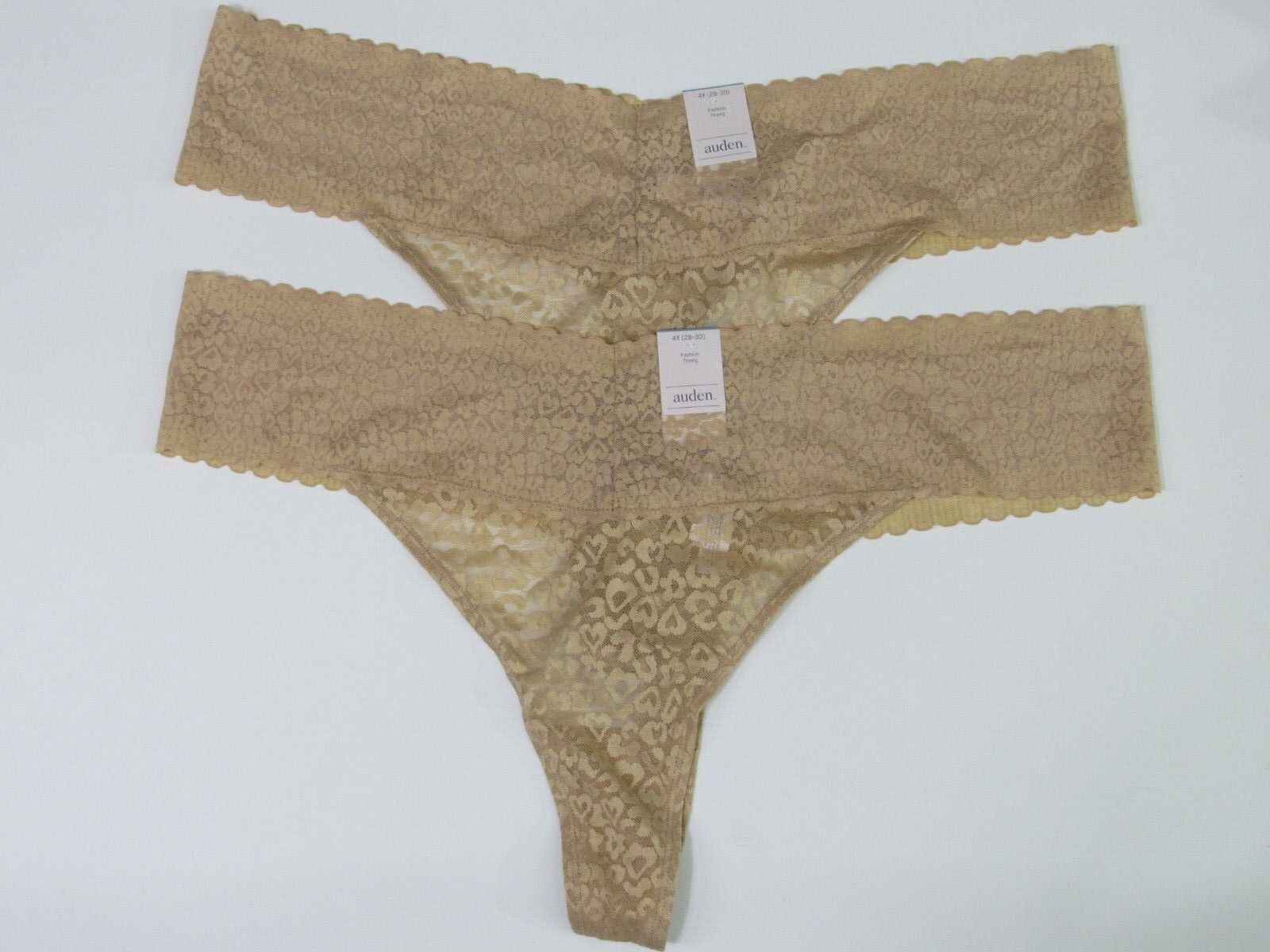Women’s Plus Size All Over Lace 2 Pack Thong Auden 4X (28-30)