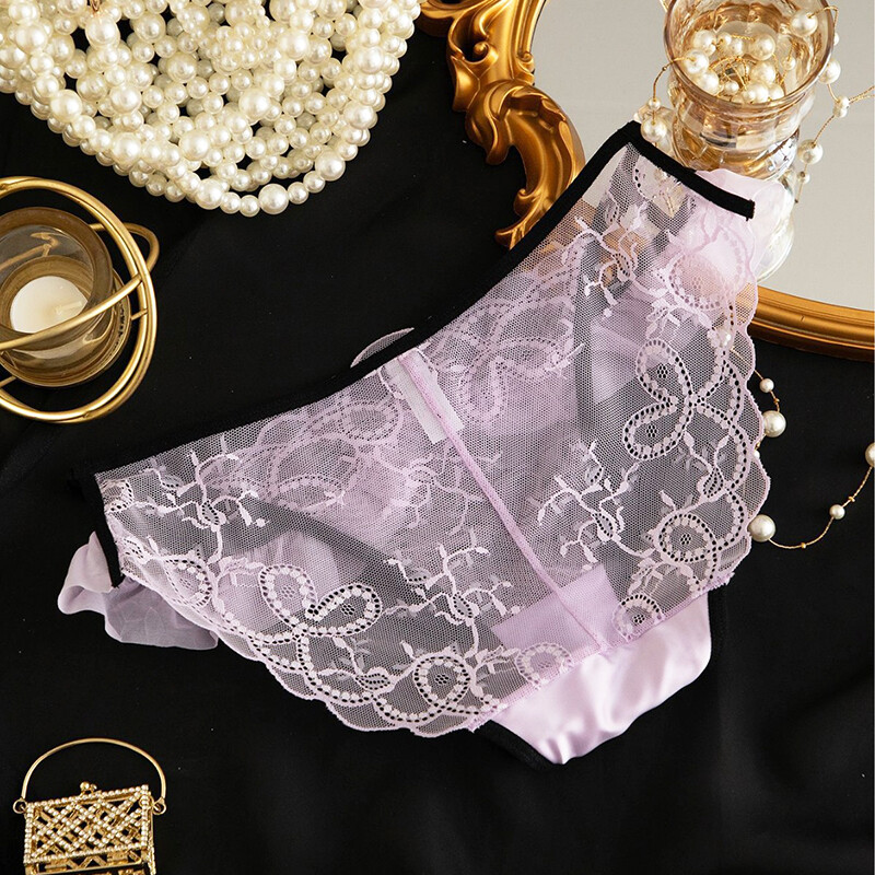4 Pack Lot Sexy Womens See Through Sheer Panties Underwear Lace Briefs Lingeries