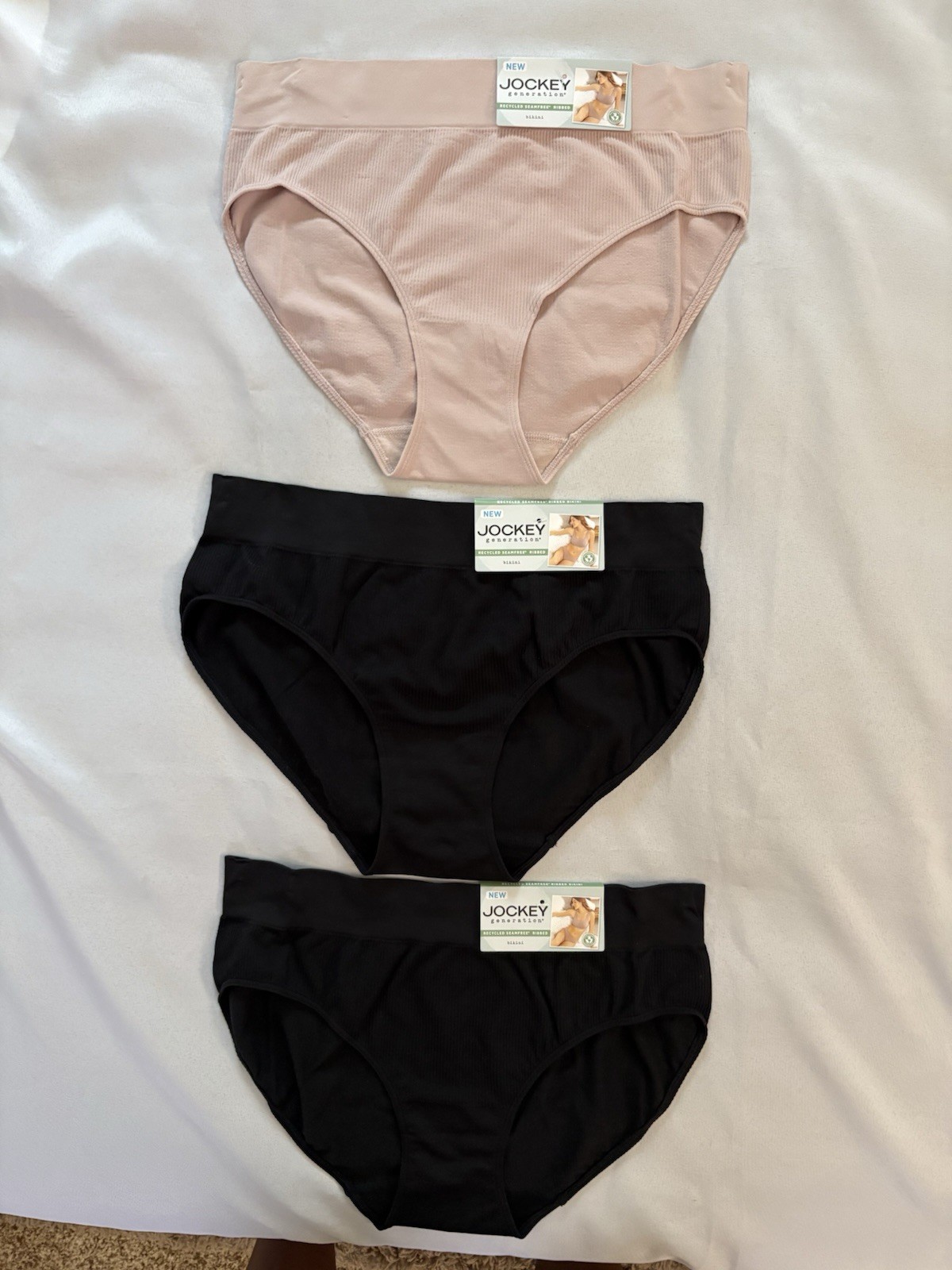 NEW Jockey Black Generation Seamfree Ribbed Bikini Panty Women’s 2xlarge 3 Pair