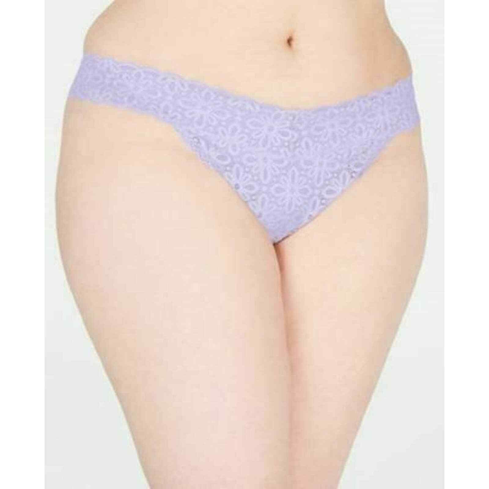 Womens Thong Plus Sz Lace Underwear Panties One Size Fits 1X-3X Purpe Jenni