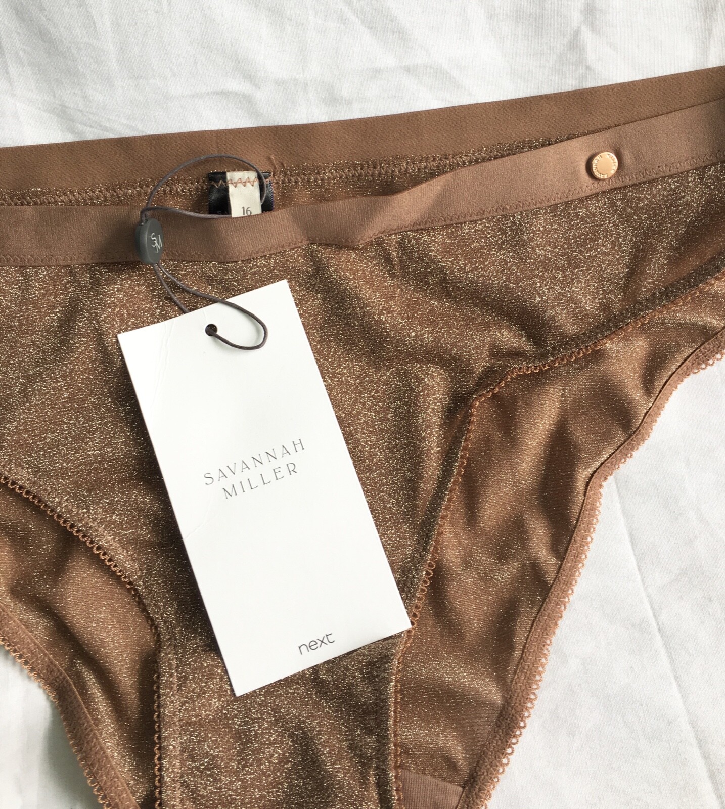 NEXT Savannah Miller x Next Bronze Sparkle Brazillian Briefs/ knickers- size 16