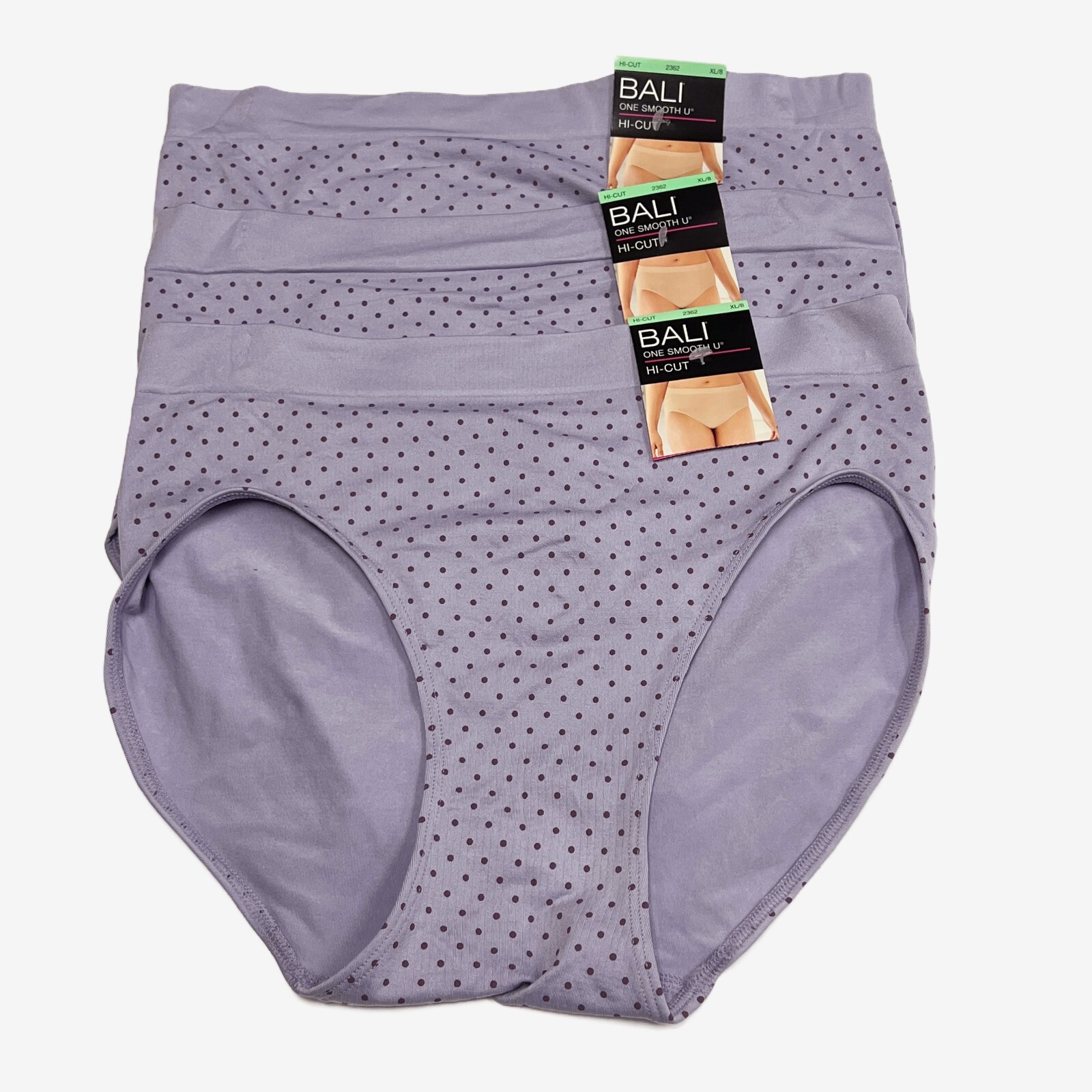 3 Bali One Smooth U Hi-Cut Panty XL 8 NWT 2362 3 PACK