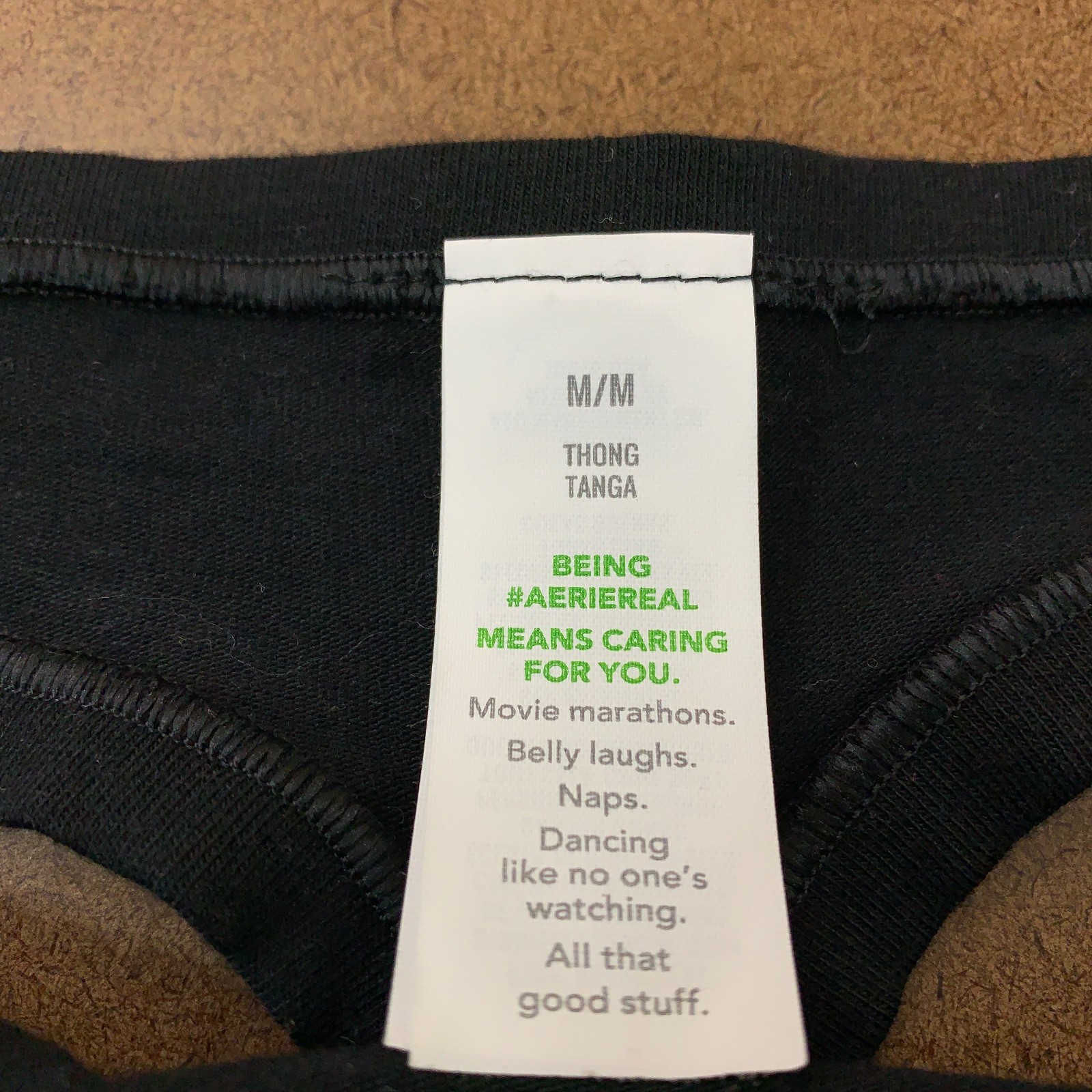 Aerie Womens Size Medium Black Green Thong Panty 3 Pieces New