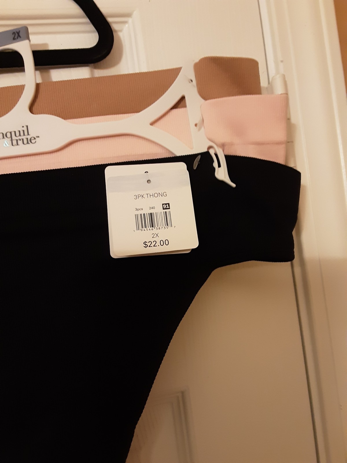 Set Of 6 Ladies Thongs~ Size 2X ~Ribbed & Smoothing ~ Tranquil & True~ NEW W/tag