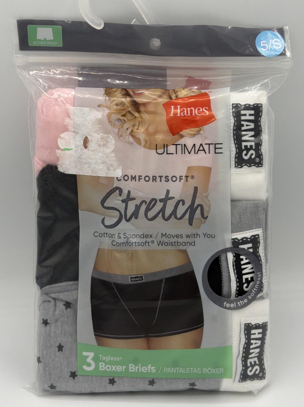 Hanes Womens Ultimate Comfort Stretch Tagless Boxer Briefs Size S/5 3 Pack NEW