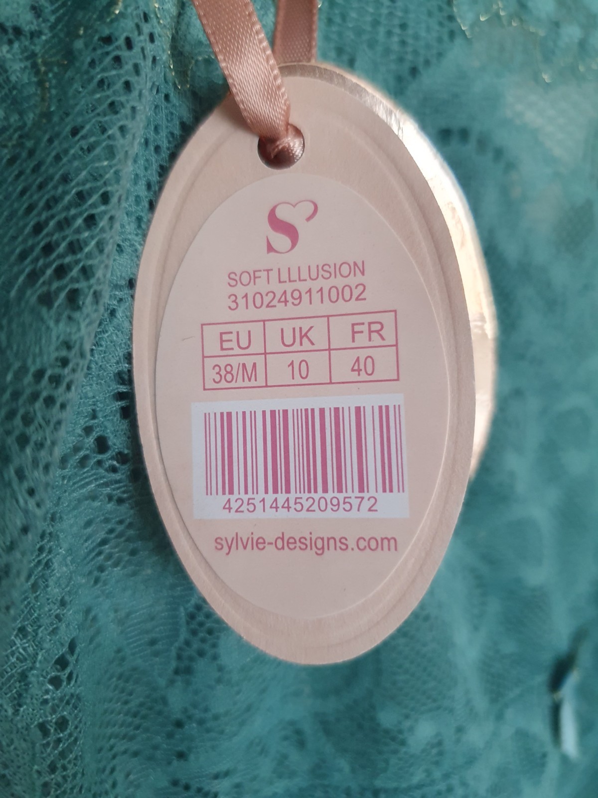 Sylvie Soft Illusion Bodysuit Size UK 10 EU 38 Lace Lingerie Turquoise