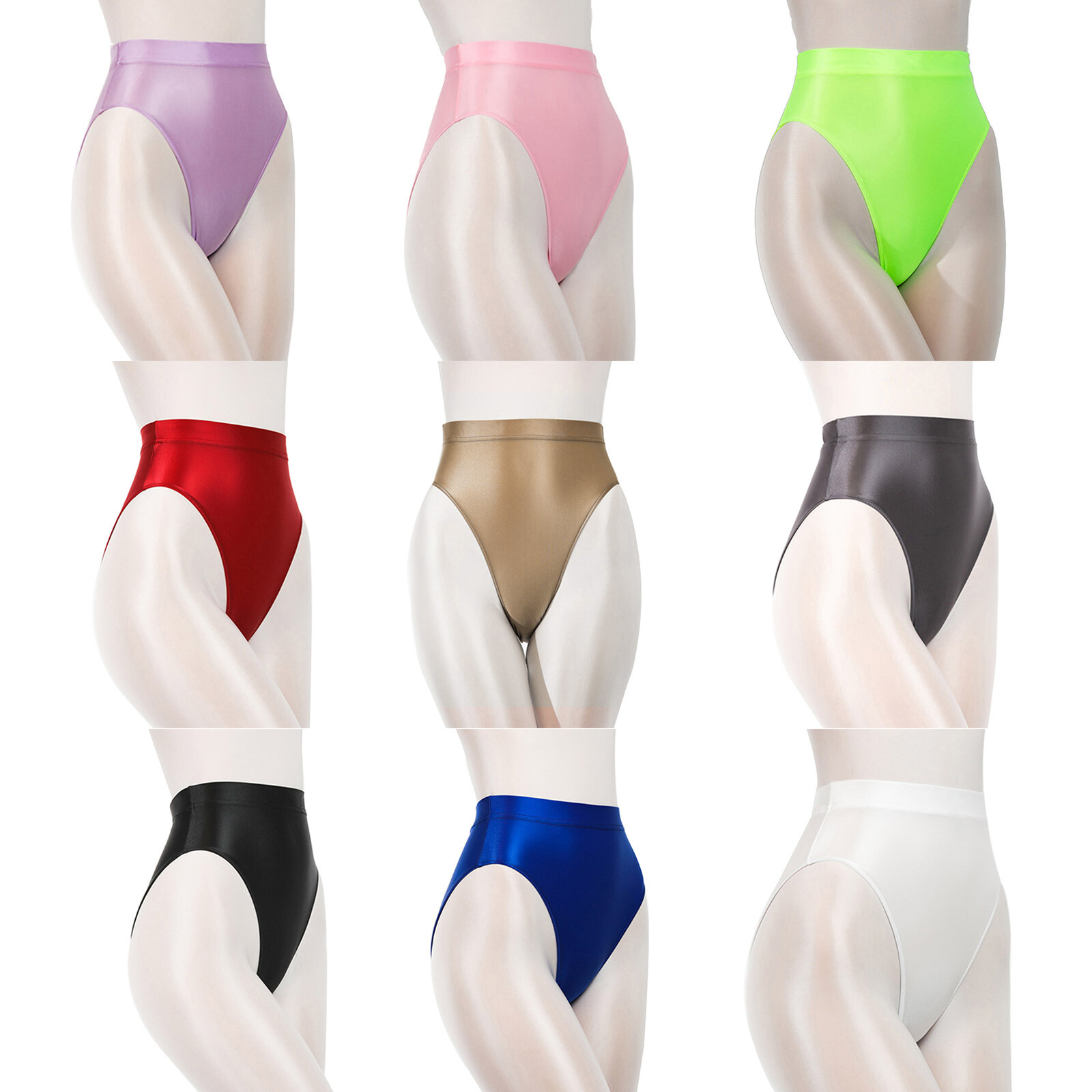 Womens Knickers Glossy Briefs Short Panty Activewear Clubwear High Waist Oily