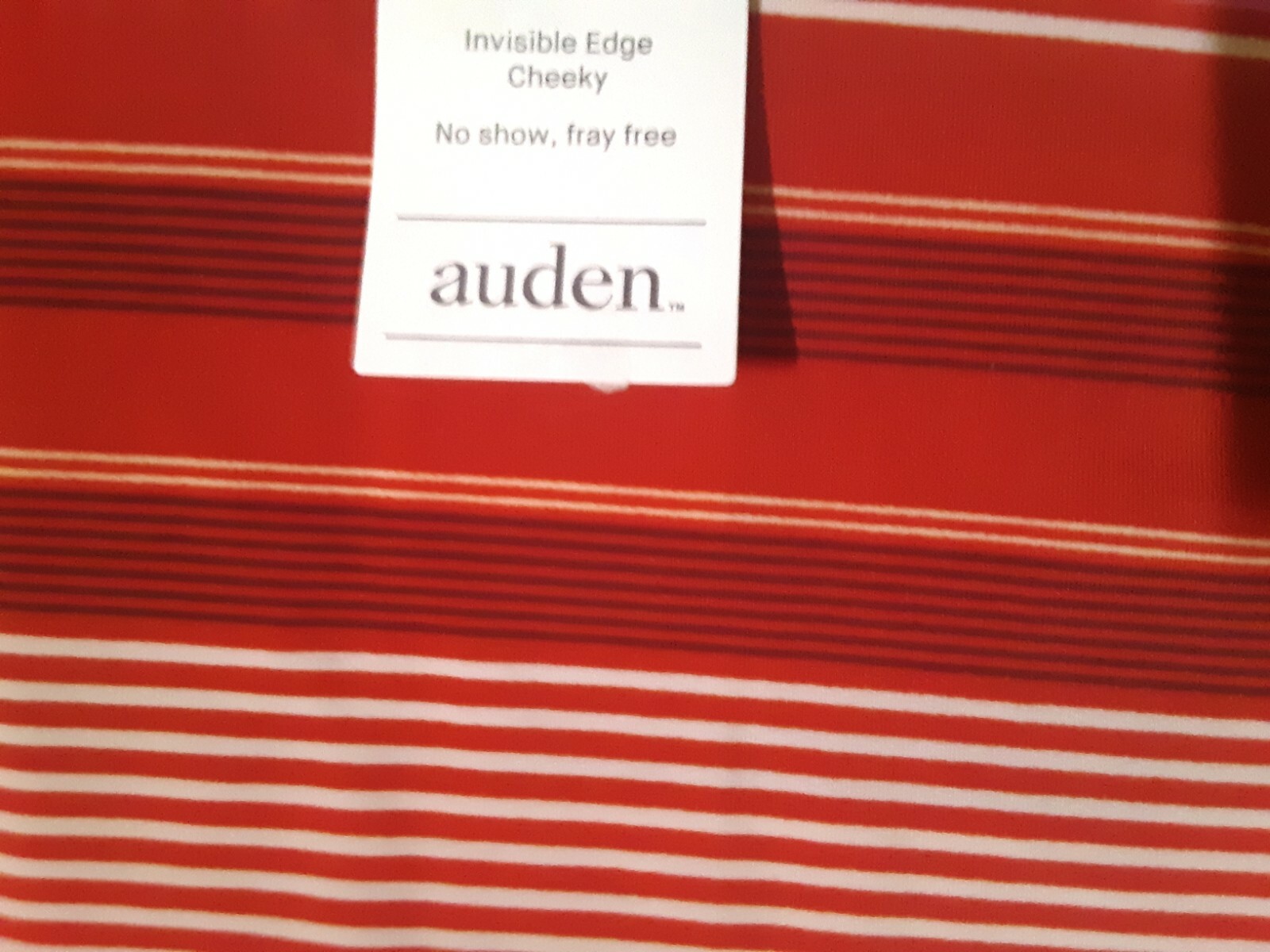 Auden Womens Laser Cut Cheeky Bikini Size XS M XL Invisible Edge Red Striped