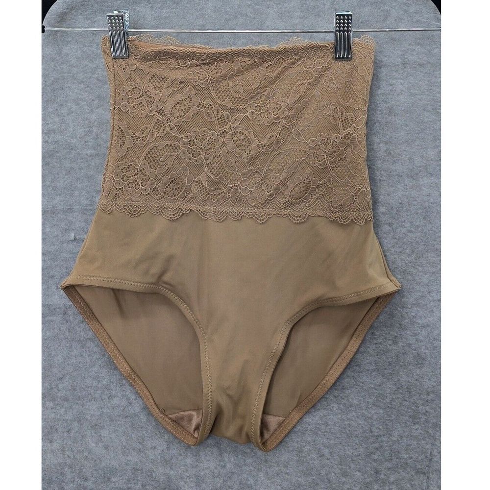 Plusform Instant Shaper Panty Beige Small Firm Control Hi-Waisted Lace Brief
