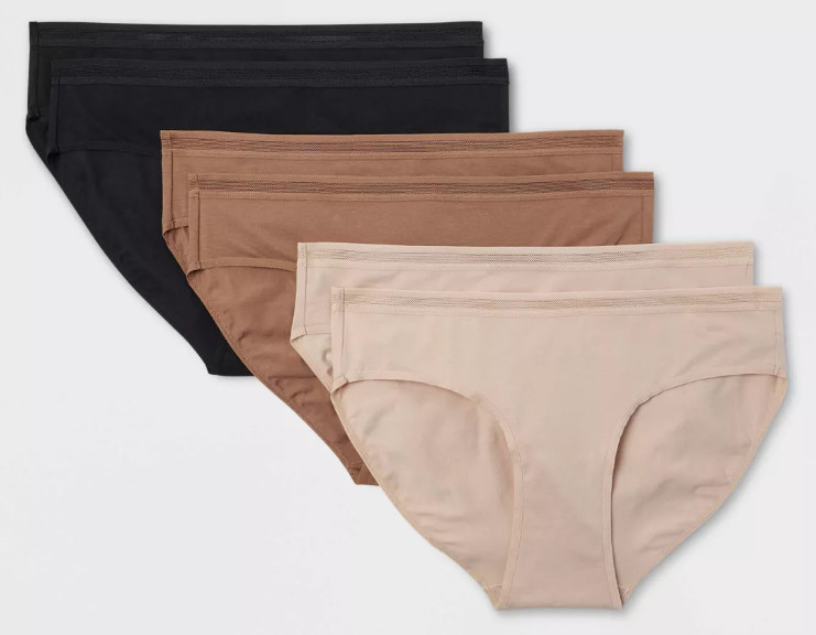 NEW Auden Women’s 6 Pack Cotton Blend Stretch Bikini Underwear Size 3X (24-26)