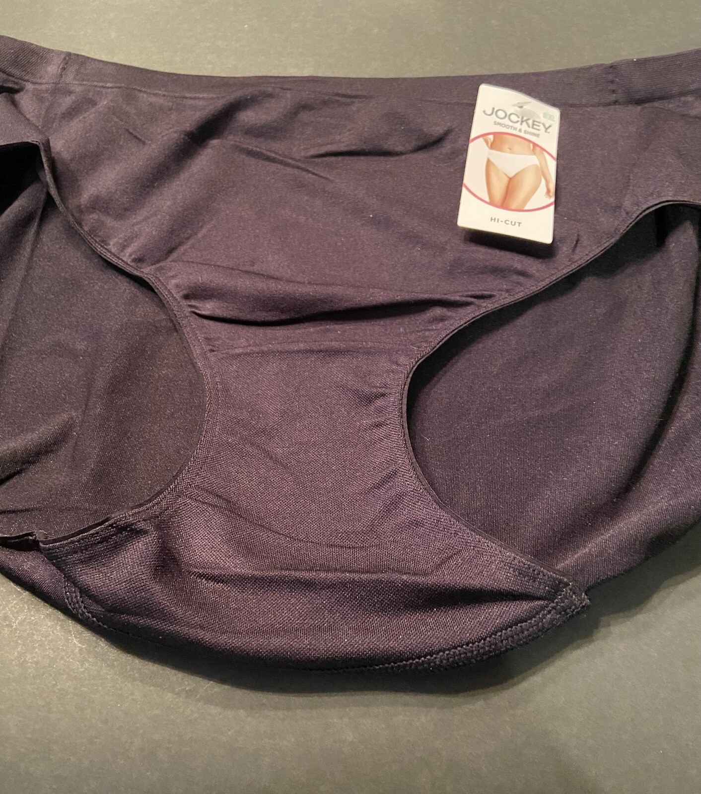 Women’s’ Jockey Black Smooth & Shine Hi-Cut Brief Panties/ SIZE X-LARGE/8