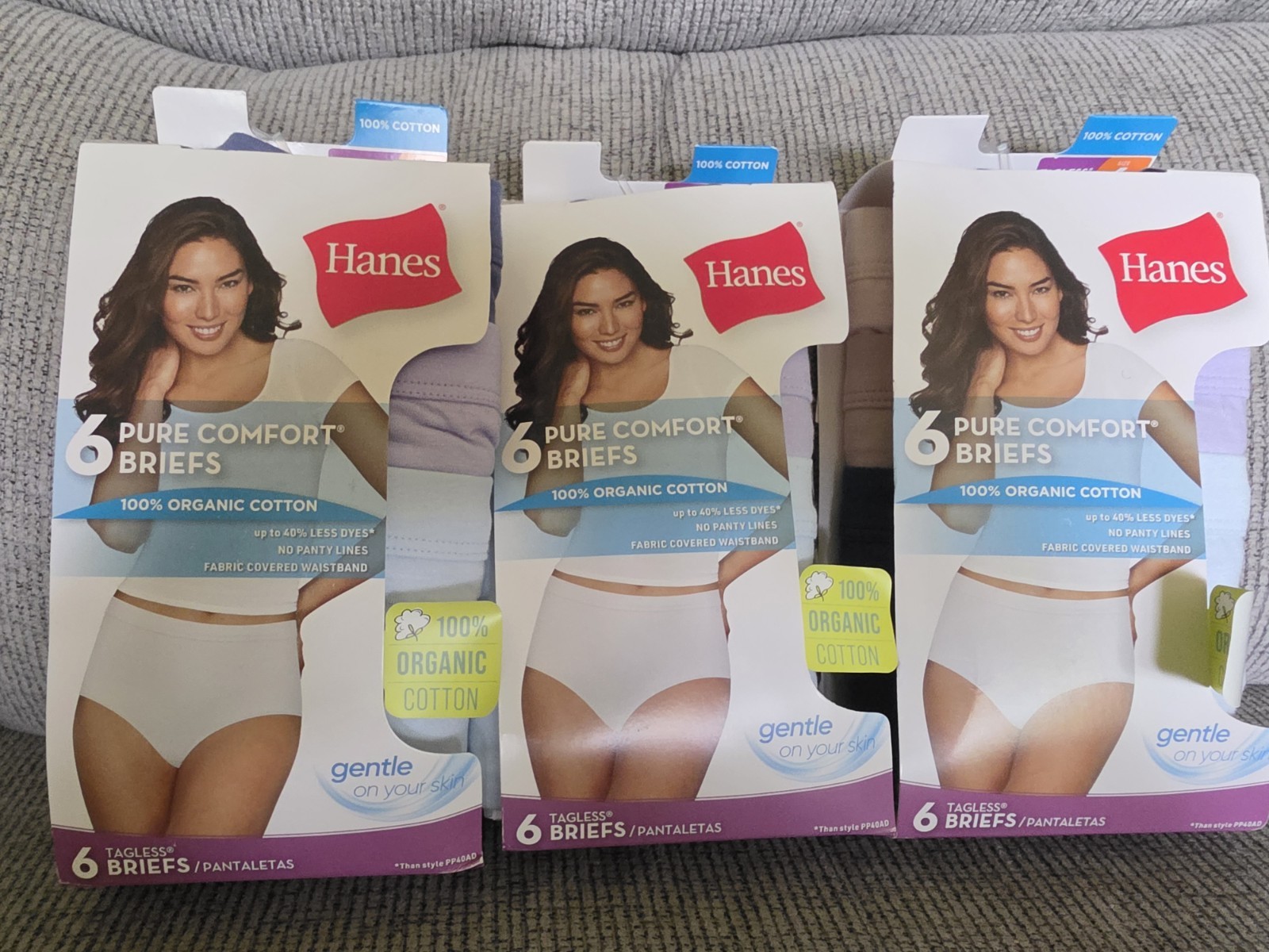Hanes Women’s Pure Comfort Brief Panties 6Pack X3 Assorted Organic Cotton 18Pair