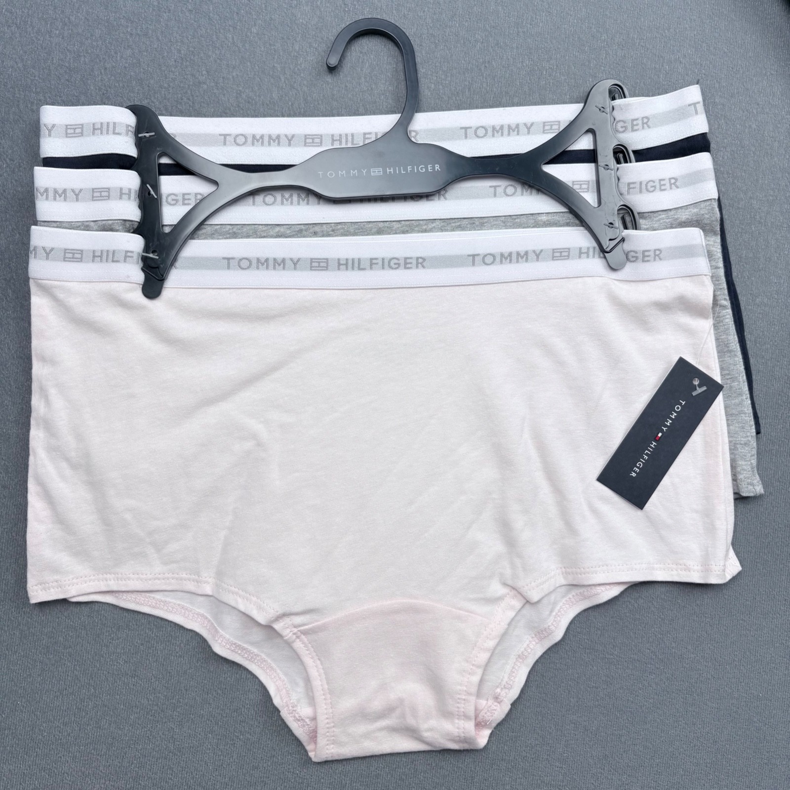 Tommy Hilfiger Women’s Logo Cotton Boy Shorts Panties Gray Navy Pink 3-pack
