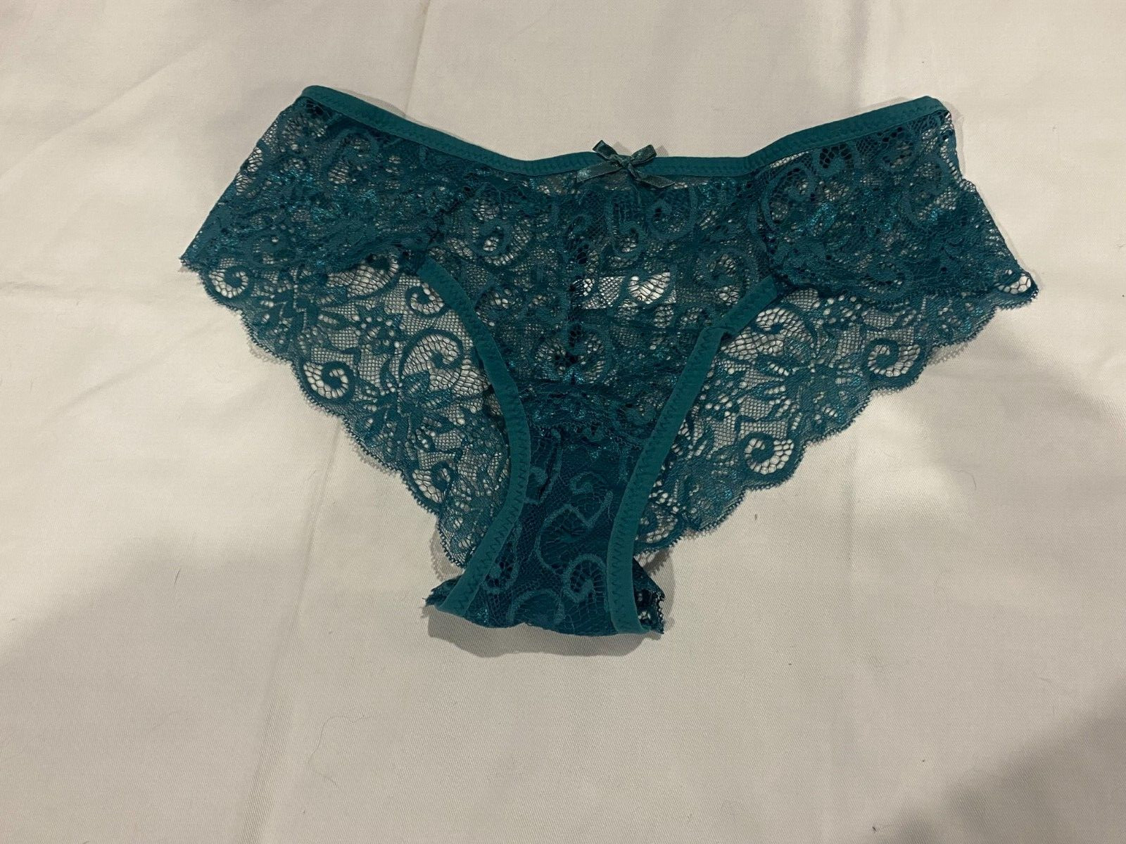 Women Floral Lace Brief with Bow Panty Size XL Dark Green