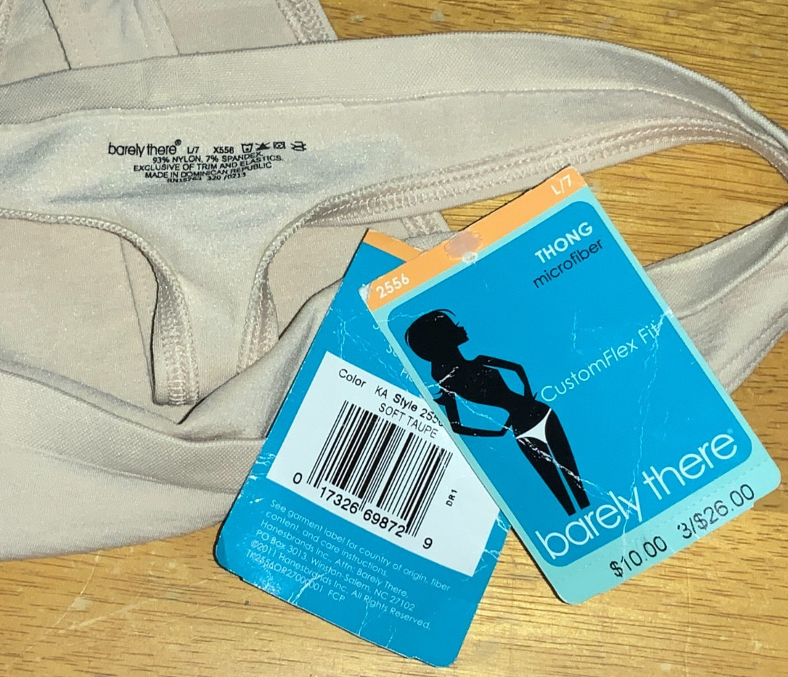 HTF New BARELY THERE Customflex Seamless Microfiber Thong Panties L 7 Nude NWT