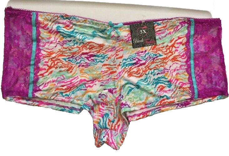 Multi-Colored Hipster Panties Size 3X/10 Flirty Sexy Sheer Fuchsia Lace Sides