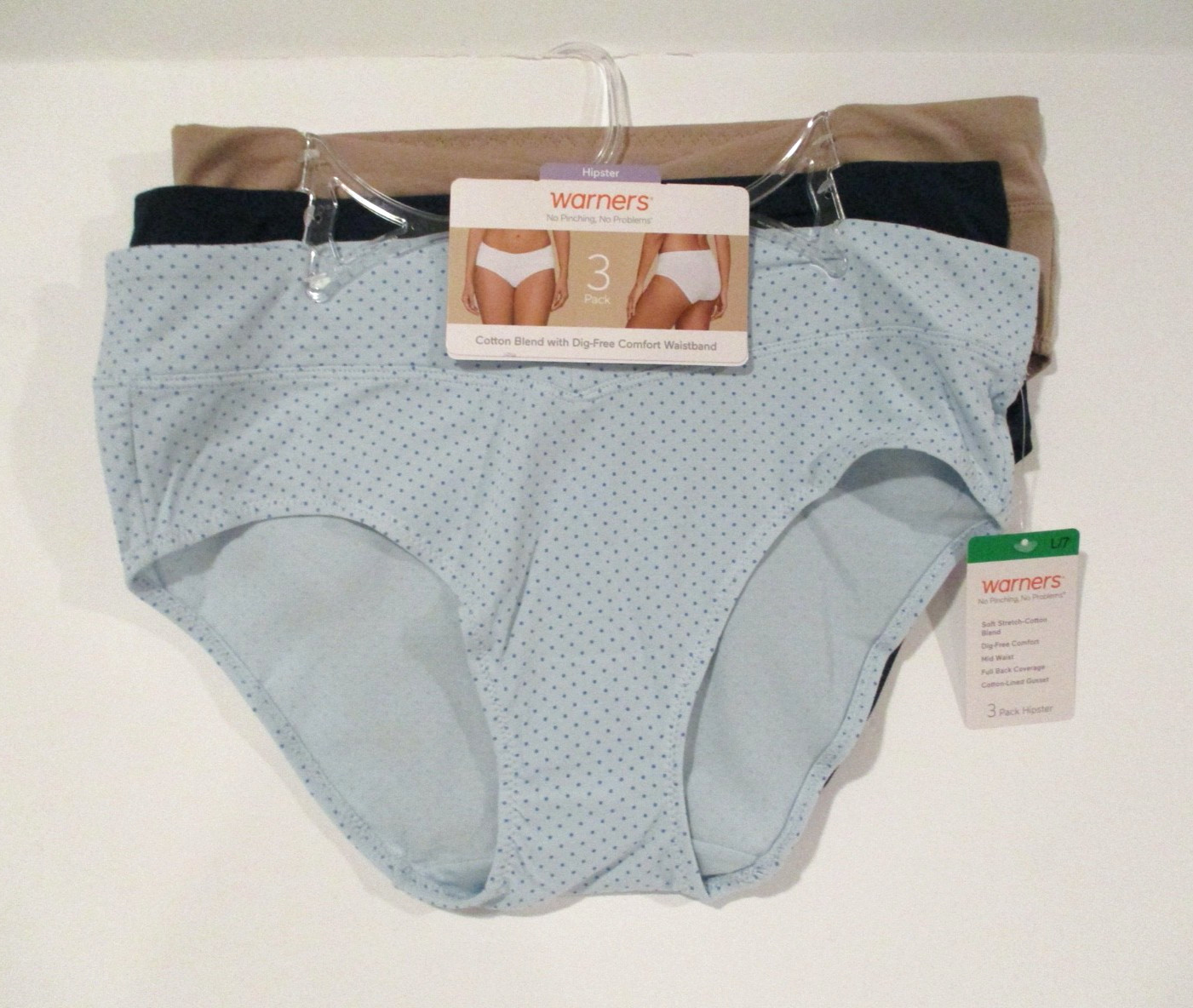 Warners Hipster soft stretch-cotton blend panties 3-Pack size 7/L