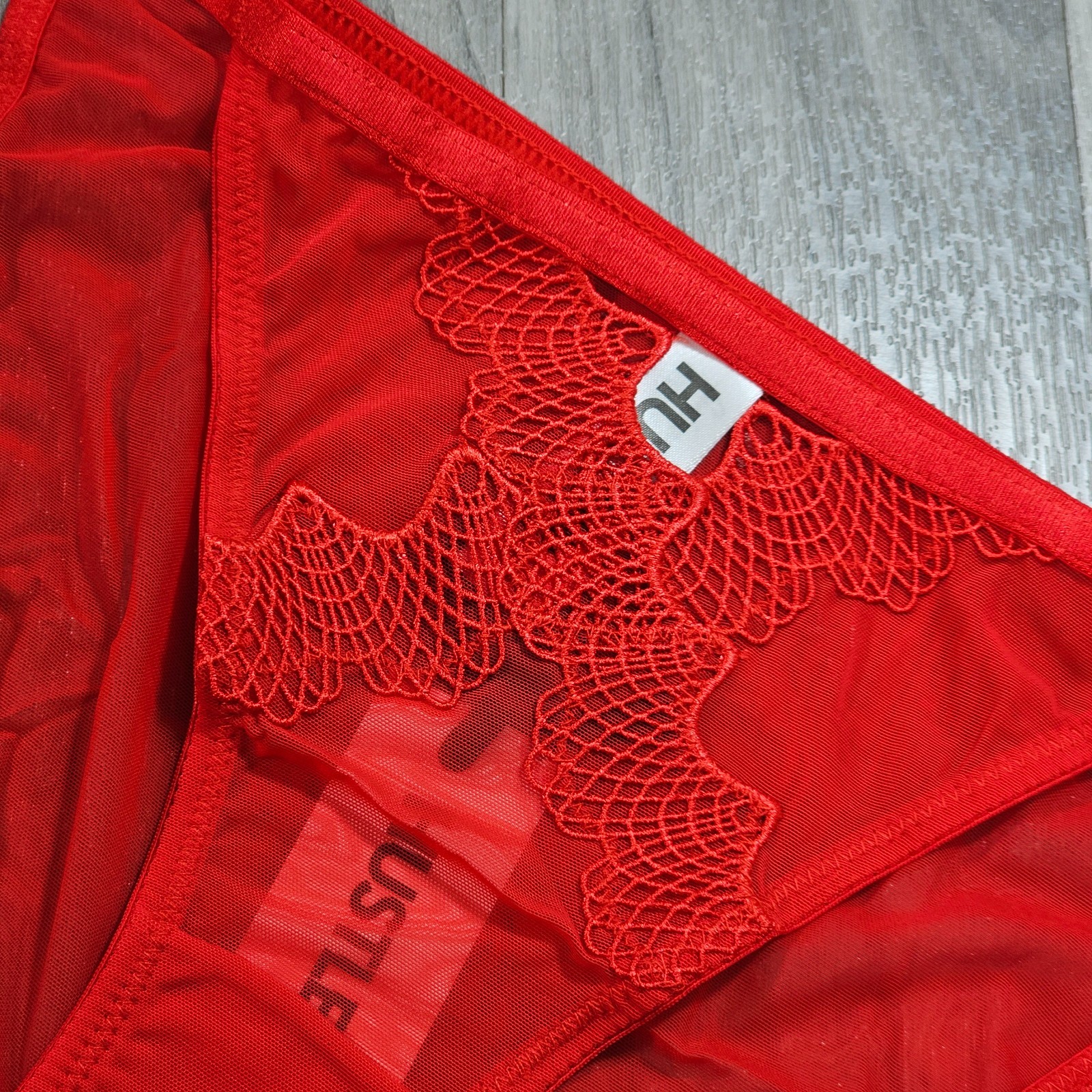 Hustler Lingerie Grace Red Mesh and Lace Trim Brief