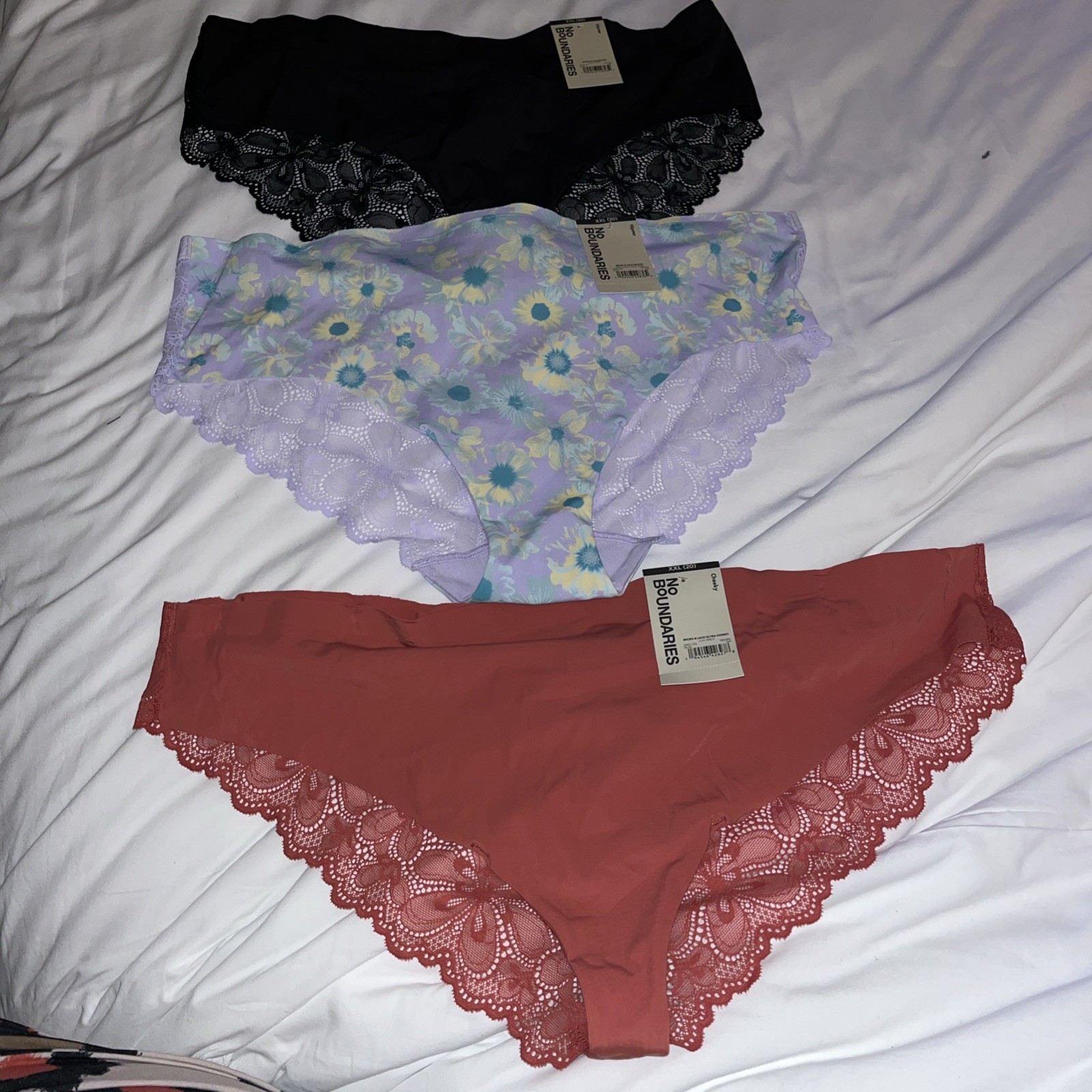 3 Pairs No Boundaries Cheeky W Lace Panties Sz XXL 22 sexy Seamless