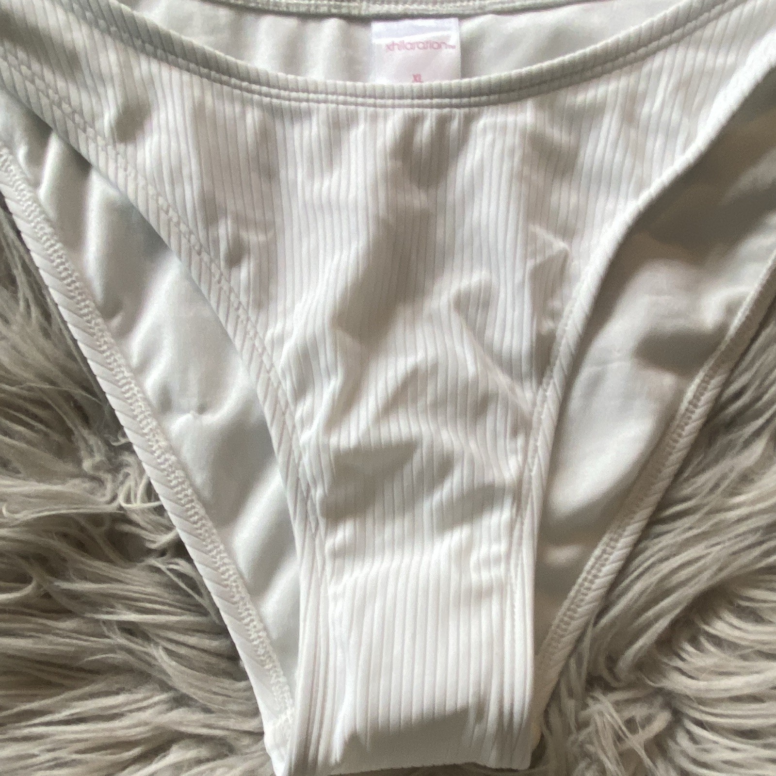 Xhilaration Bikini Panties White Pinstripe Women’s XL Nylon Spandex Blend
