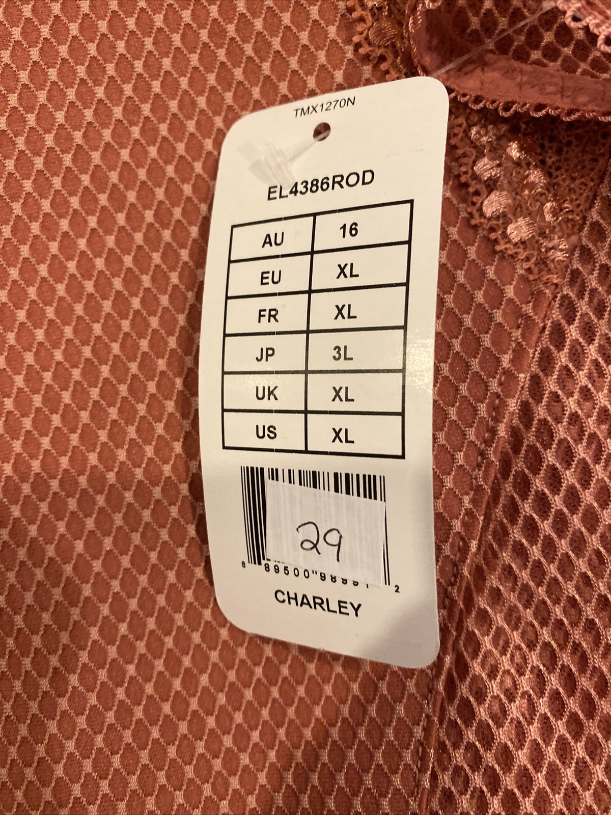 BNWT Elomi Charley Brief EL4386ROD Rosegold Size XL