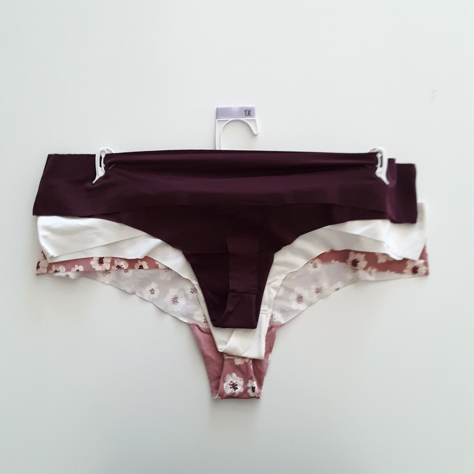 Tranquil & True Womens 1X Bikini Underwear Microfiber Purple Floral Ivory 3PK