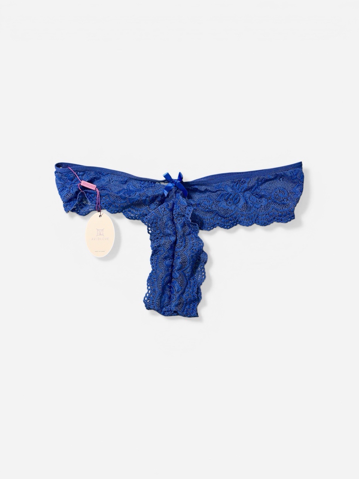 Avid Love Sexy Lingerie Lace Thong Underwear Royal Blue Floral NWT XL Panty