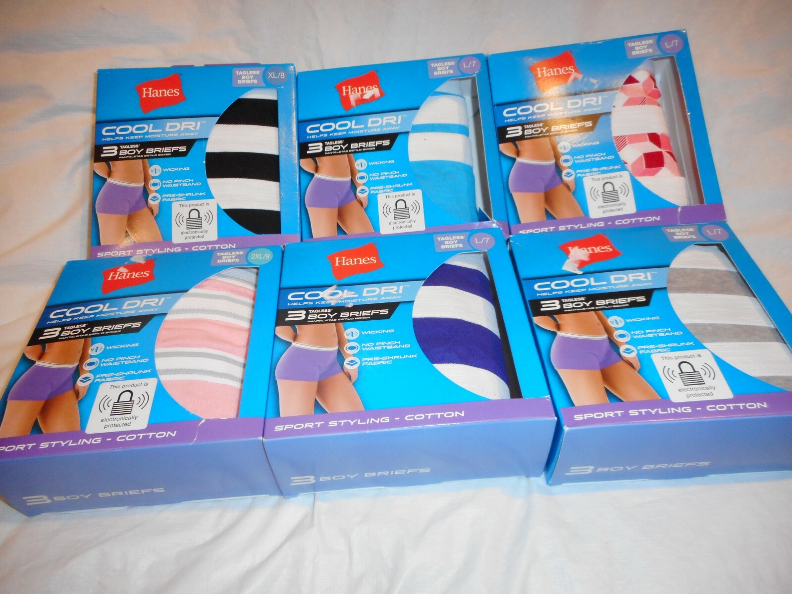 N/W/B Hanes Cool Dri 3 Boys Briefs Different Colors SIZES L/7,XL/8,& 2XL/9