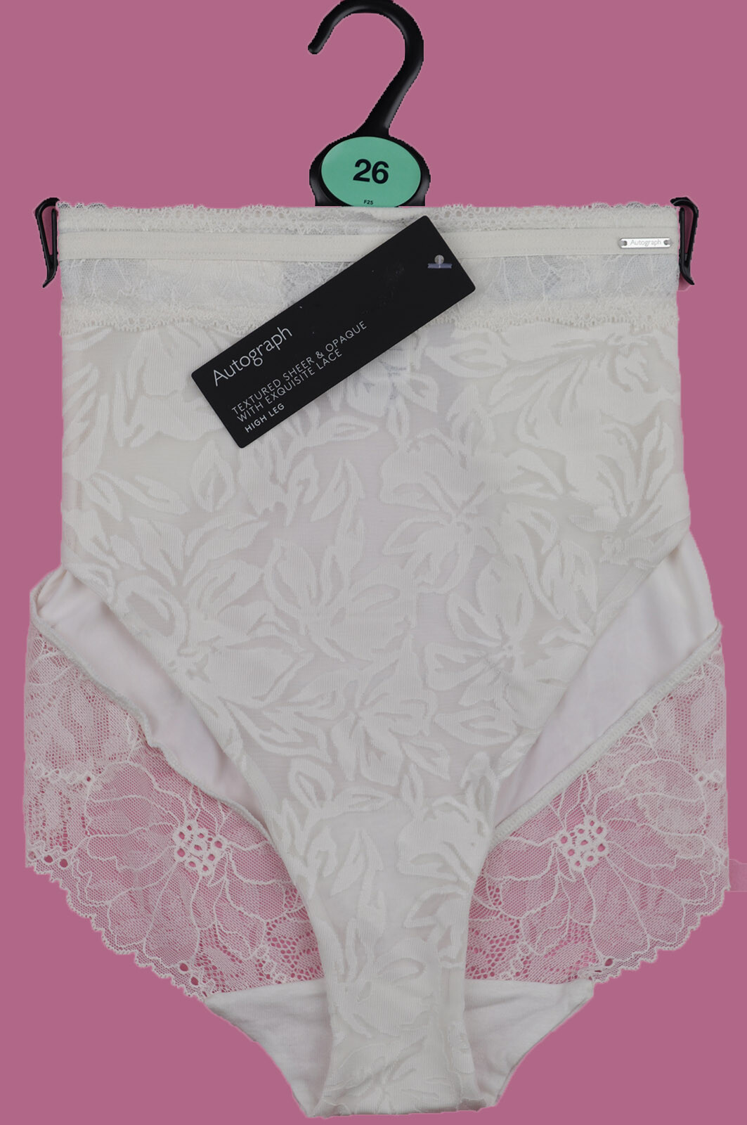 M&S Autograph High Leg Knickers Cream Womens Size 26 x2 zz