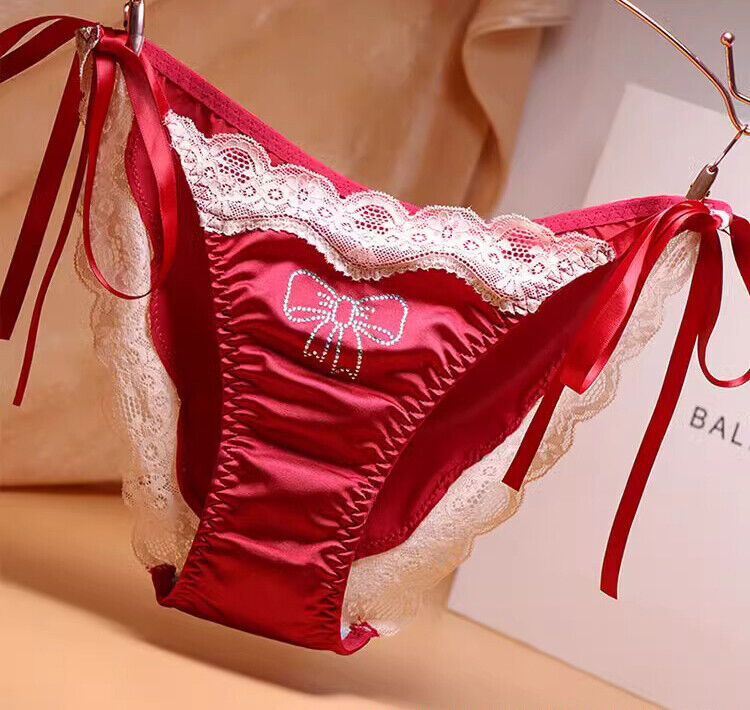 1/6 Pack Lot Womens Lady Sexy Satin Panties Lace Brief Undies Tie String Bikinis