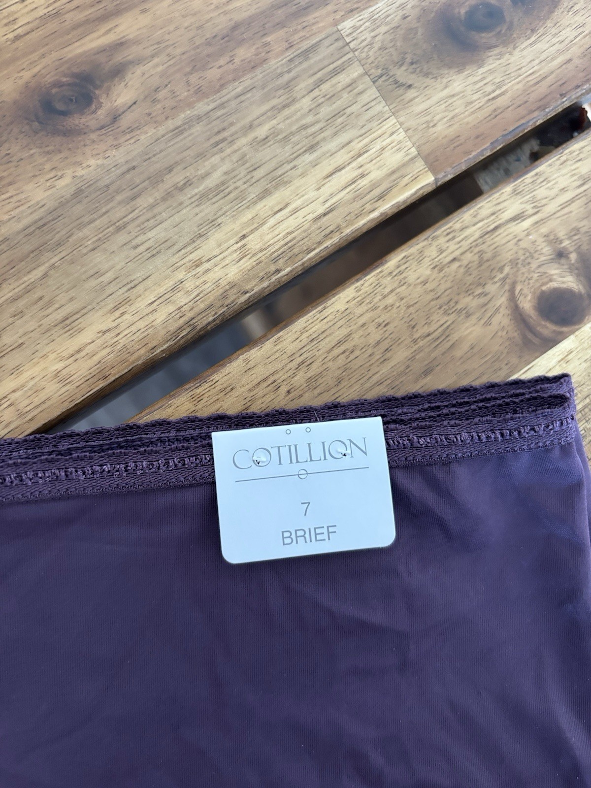 2 Cotillion Briefs Hipster Panties Size: 7 NWT Plum & Black Underwear