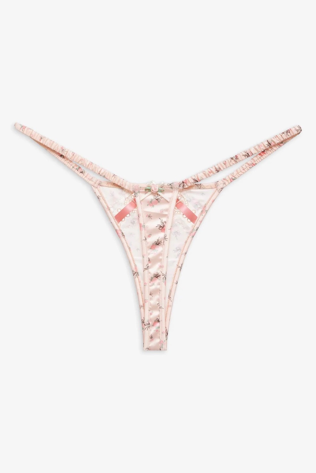 For Love & Lemons Peaches and Cream Thong Panty Peach XS NEW