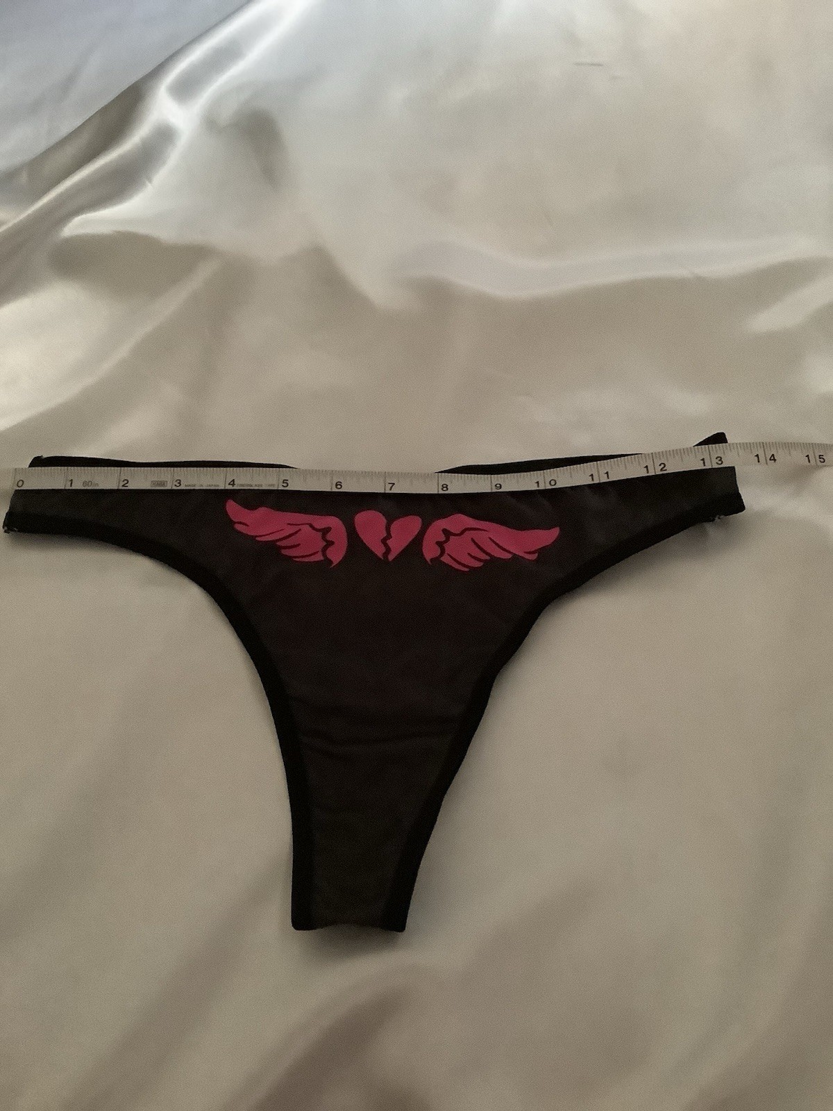 Women’s Anime Bear & Rabbit Heart Wing Pink Black Thong Panties 3PK. (6) Medium