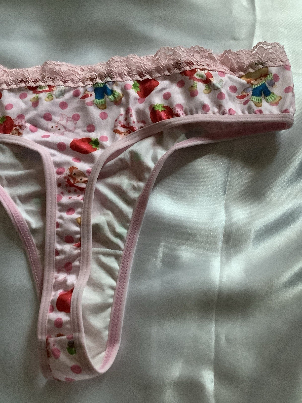 Women’s Teens Strawberry Shortcake Red Pink Kawaii Thong Panties 2pk Large
