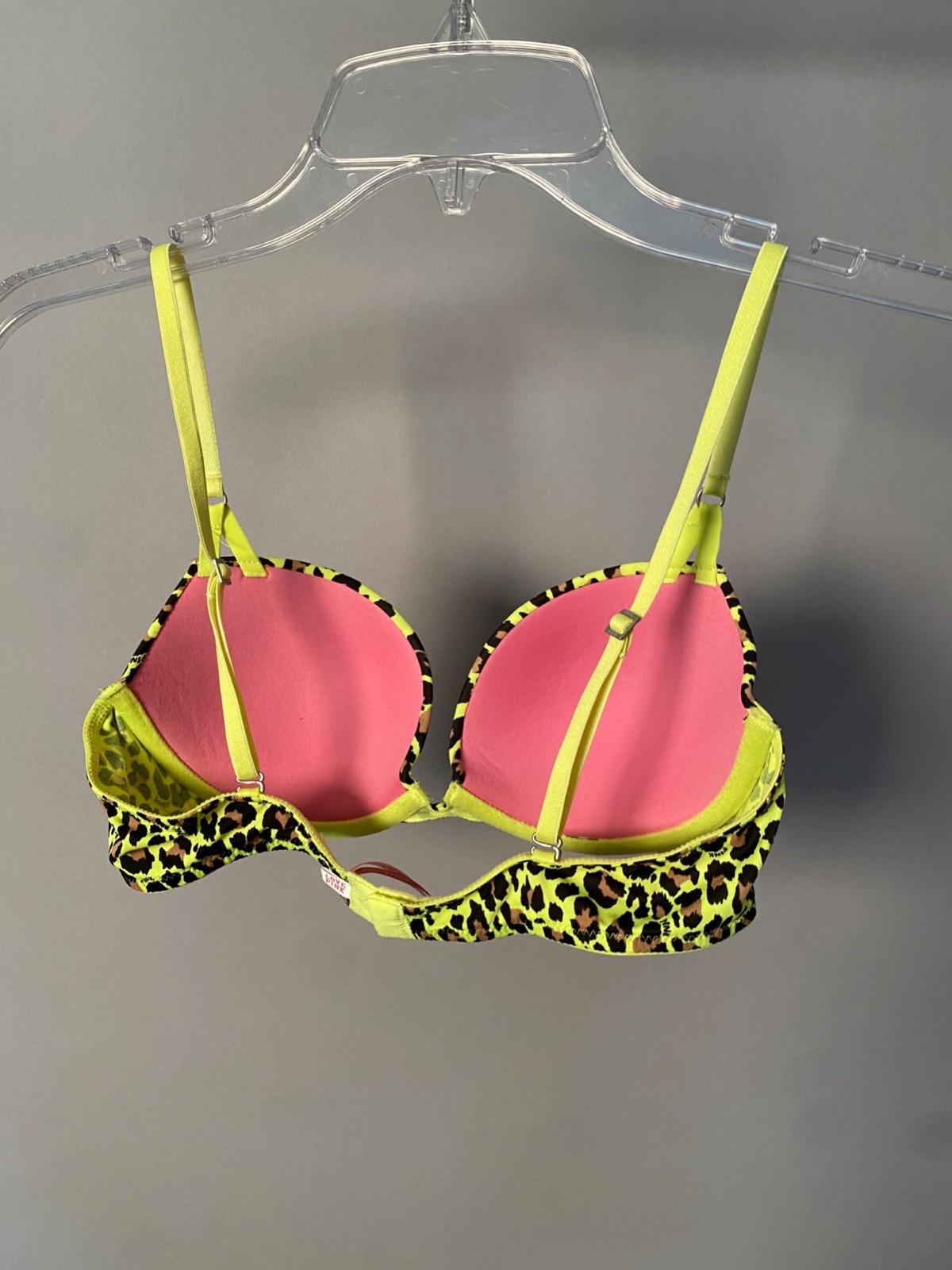 Victoria’s Secret Vintage LEOPARD “PINK LINE” Padded Demi Bra 34B NWOT