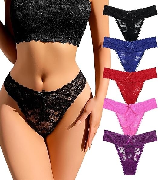 5 Tangas de Encaje suave Floral Ropa Interior Sexy Bragas de Moda para Mujer,,,,