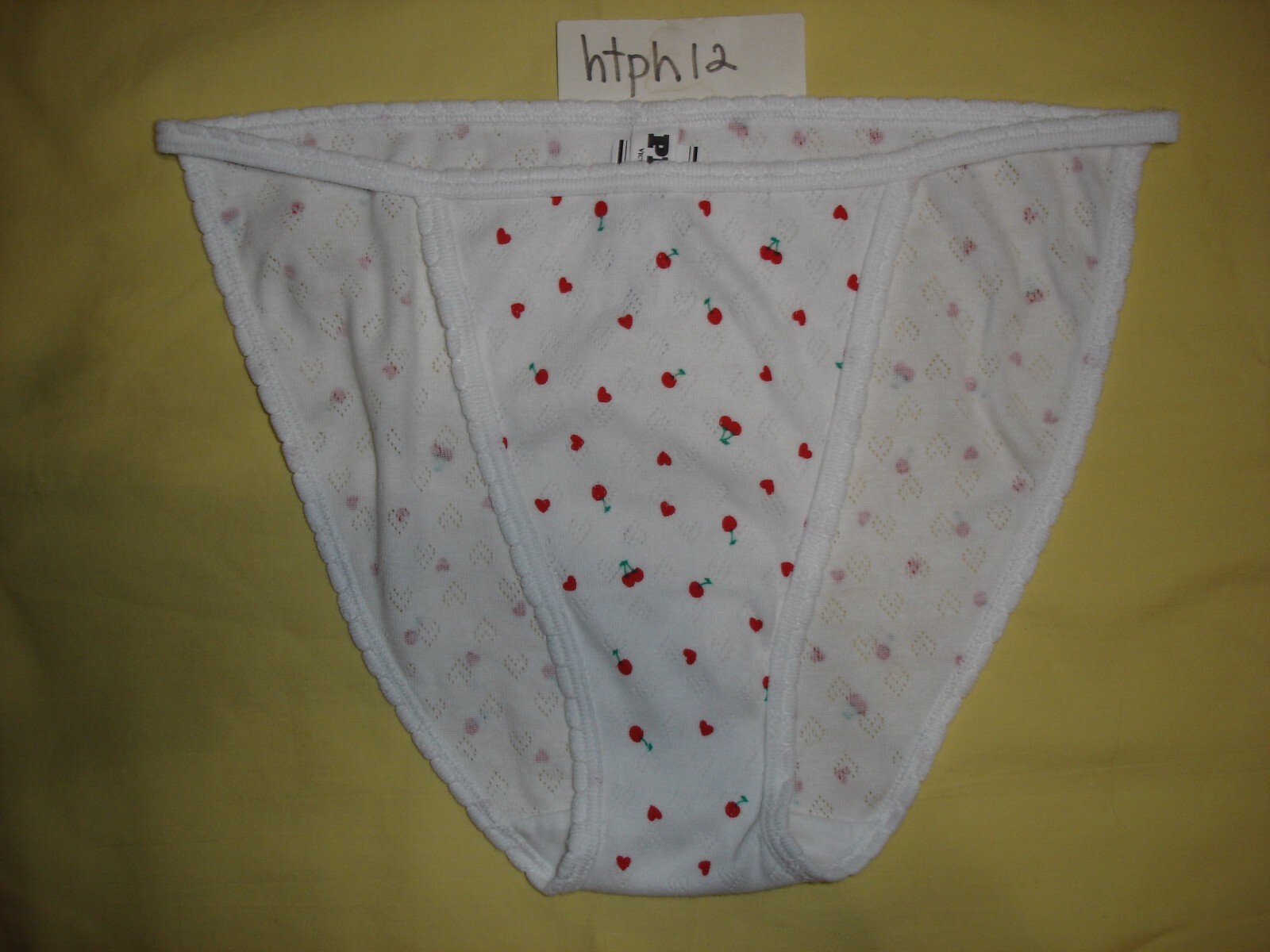 NWT New Victoria’s Secret Pink Soft Cotton Cherry Heart String Bikini M Panties
