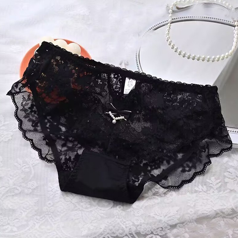 Sweet Women Girls Lace Panties Briefs Sheer Bow Japanese Cute Princess Underpant