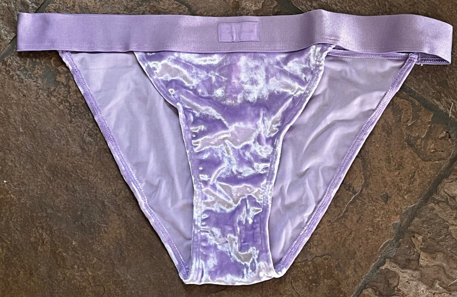 PINK VICTORIA’S SECRET 8/XL Purple Velvet RIO Satin Wst Hi Cut Panty NWT Disc’t
