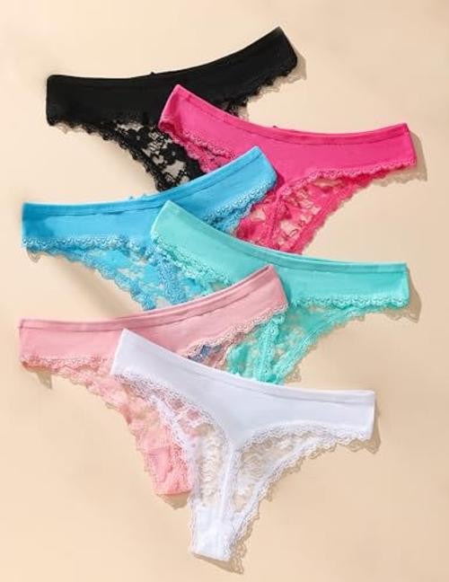 Sexy Seamless Thongs for Women Lace Underwear Breathable Low Rise Large A-pink