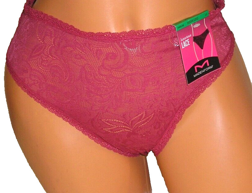 Panties Lingerie Maidenform Luxurious Red Lace High Leg Sz 7 Large Adult Gift