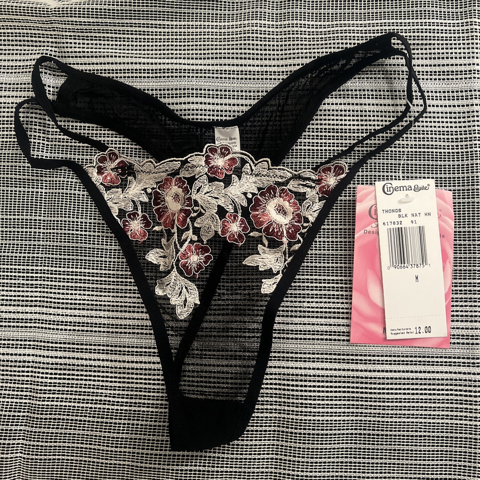 VINTAGE WOMEN’S  SEXY LINGERIE THONG PANTIES TRANSPARENT SIZE M 100% POLYESTER