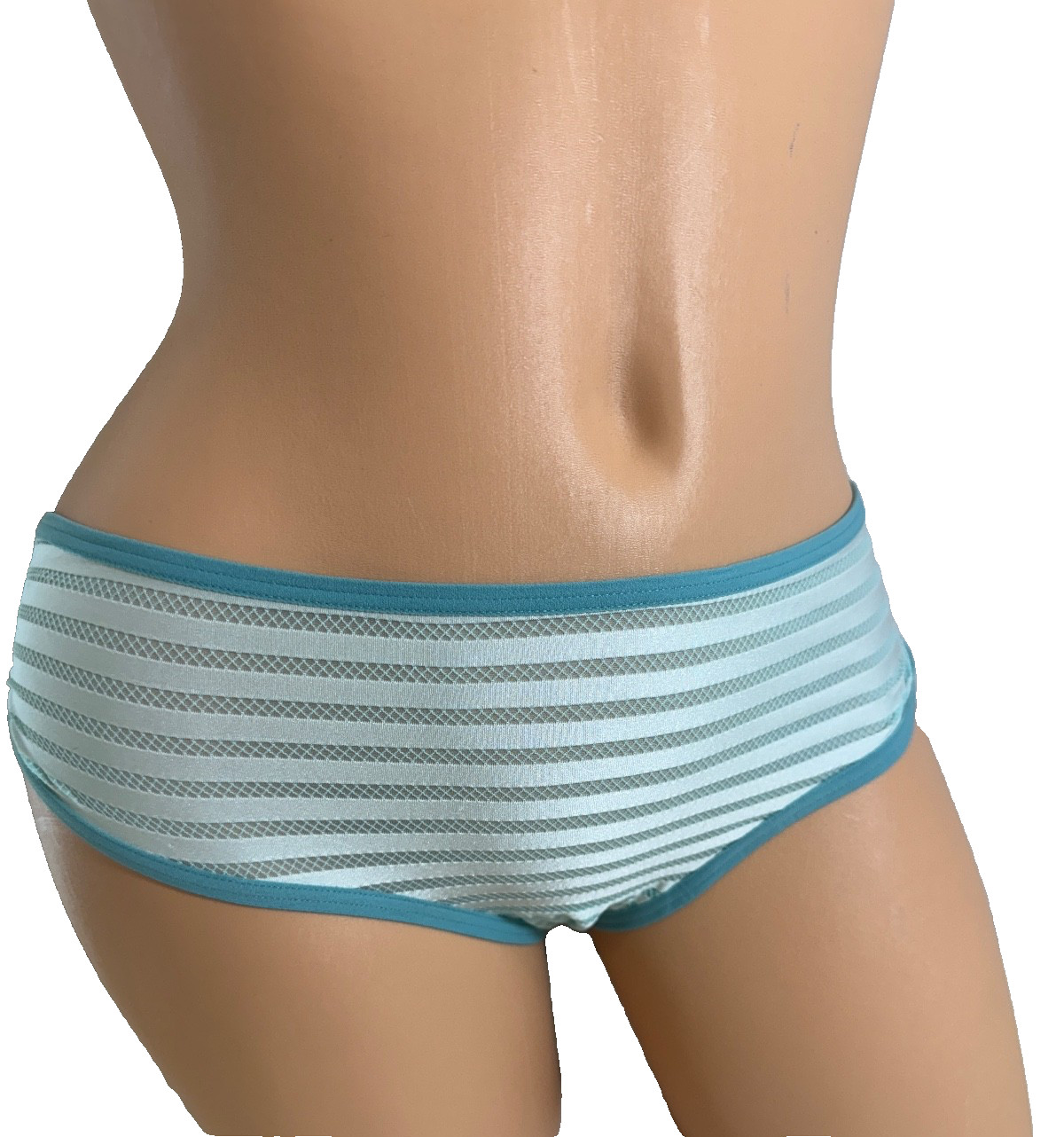VICTORIA’S SECRET WOMEN PANTIES TEAL STRIPED HIPHUGGER HIPSTER UNDERWEAR MED NWT