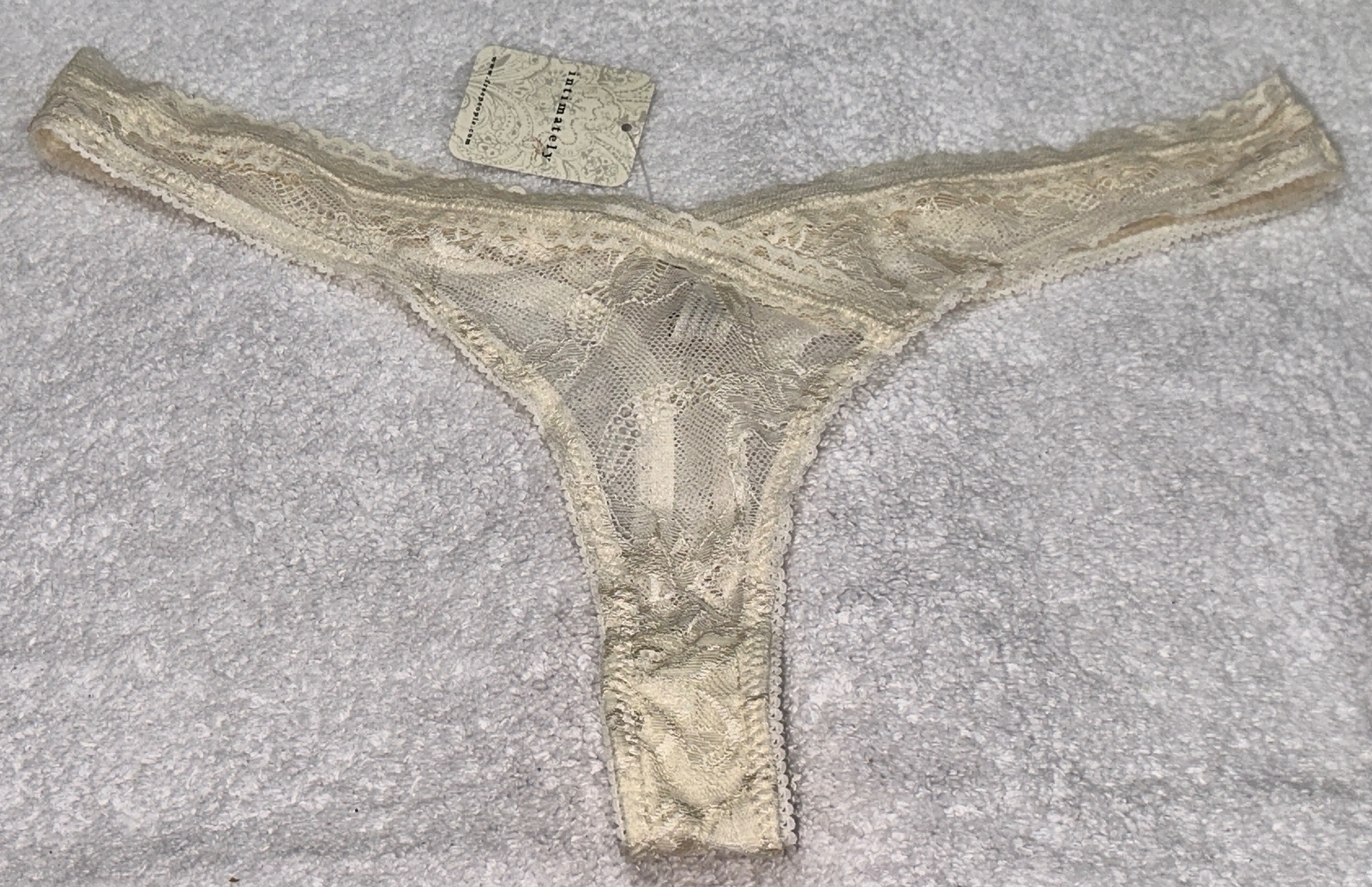 FREE PEOPLE Floral Lace High Cut Ivory Tea Thong Panty Womens XS 4 S 5 M 6 L 7