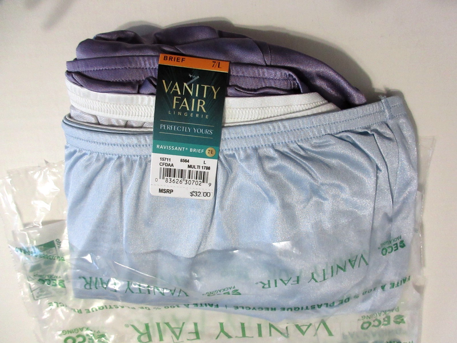 Vanity Fair Perfectly Yours Ravissant 3-Pack BRIEF Panty nylon 15711 women ~ 7/L