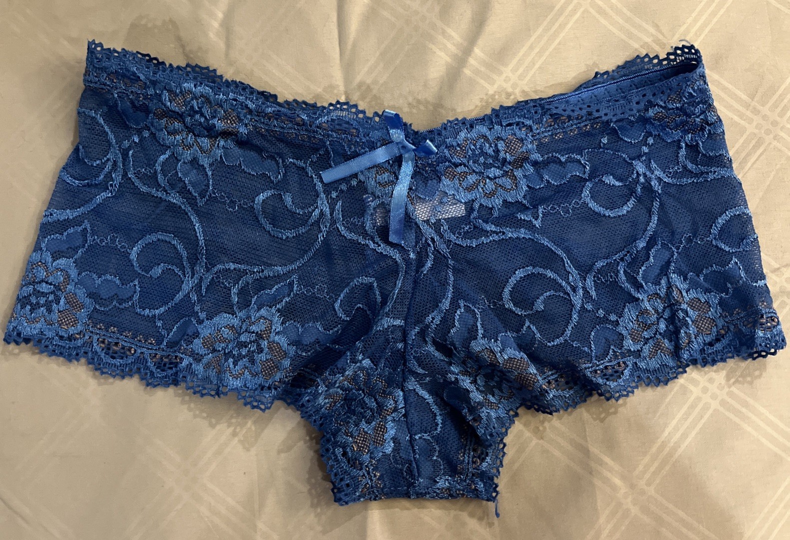 NWOT MAMIA SZ M BLUE LACE CHEEKY PANTIES